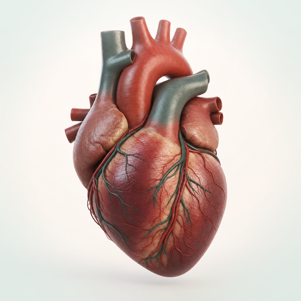 Interactive heart anatomy — tap a labelled point to learn it