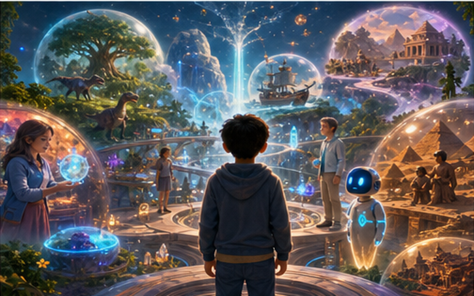 Koydo Worlds target concept with immersive learning environments and guided subject exploration.