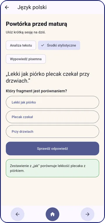 Powtórka z języka polskiego: ćwiczenie ze środków stylistycznych z informacją zwrotną